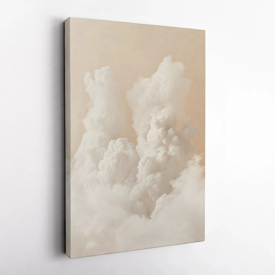 Beige Cloudscape Vertical Canvas | Minimalist Sky Photography Art | Premium Gallery Wrapped Canvas | Modern Living Room Decor Gift