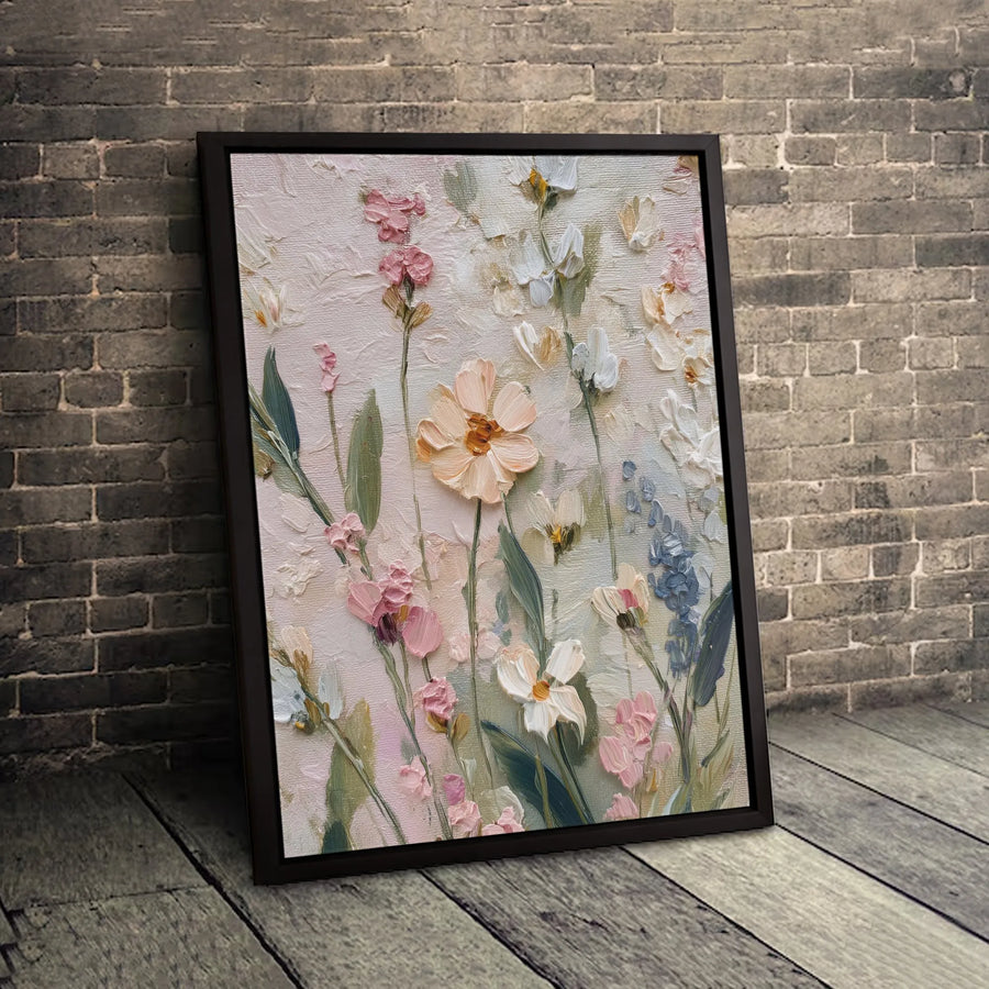 Wildflower Oil Painting Canvas | Textured Floral Impasto Wall Art | Gallery-Quality Fade-Resistant Print | Elegant Home Decor Gift