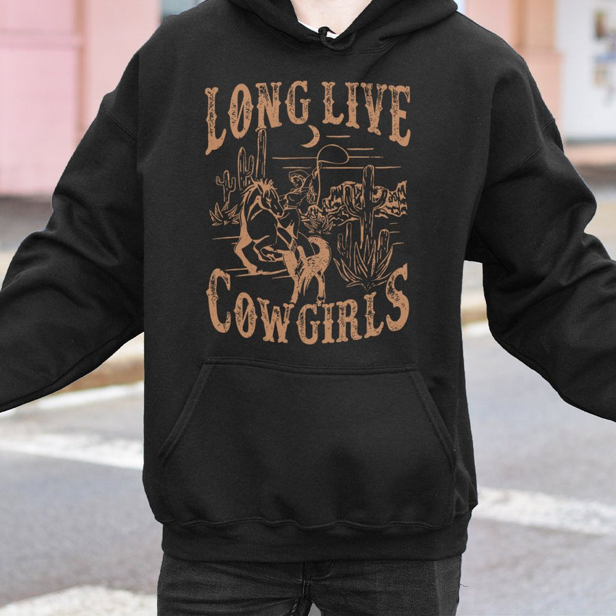 Long Live Cowgirls Hoodie | Vintage Western Graphic Sweatshirt | Premium Cotton-Blend | Country Concert Aesthetic Gift for Her