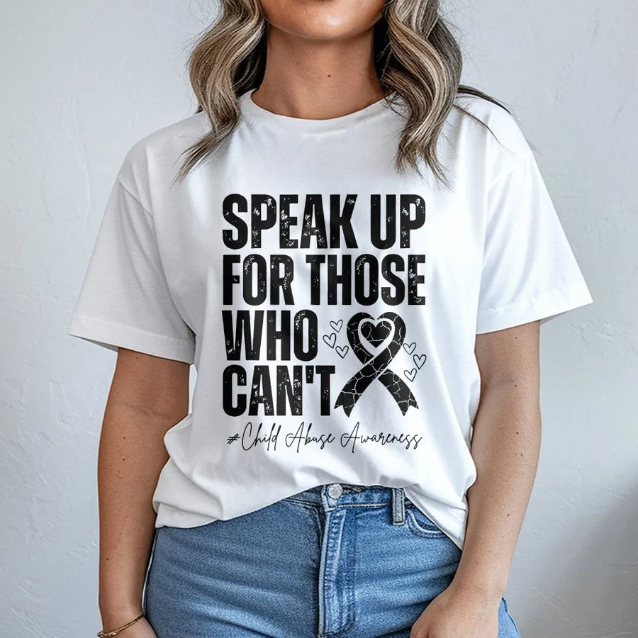 Child Abuse Awareness T-Shirt | Speak Up For Those Who Can't Quote | Premium Cotton Tee | Prevention Month Advocate Gift