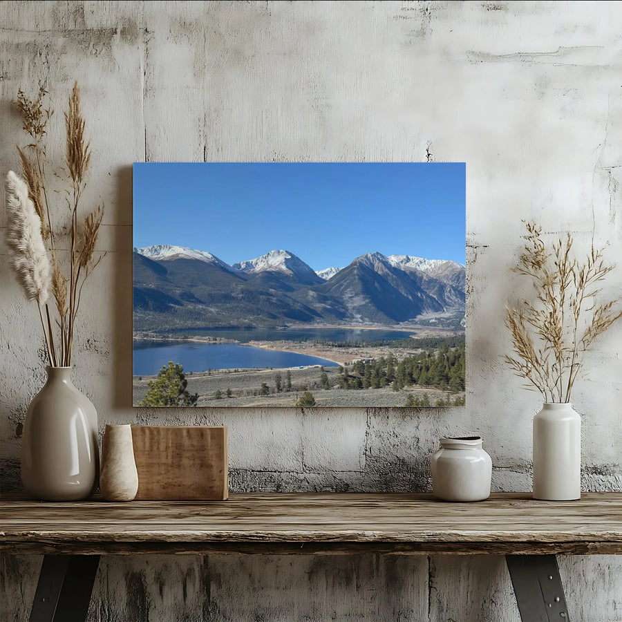 Mountain Lake Canvas Print | Snow Capped Peak Landscape Wall Art | Premium Gallery Wrap 1.25" Frame | Nature Lover Home Decor Gift