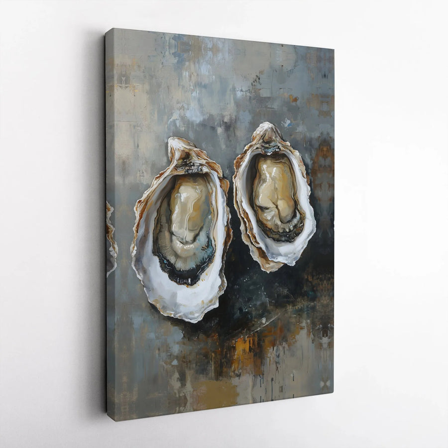 Oyster Half Shell Canvas Print | Abstract Coastal Wall Art | Gallery-Quality Fade-Resistant | Elegant Kitchen and Dining Room Decor Gift