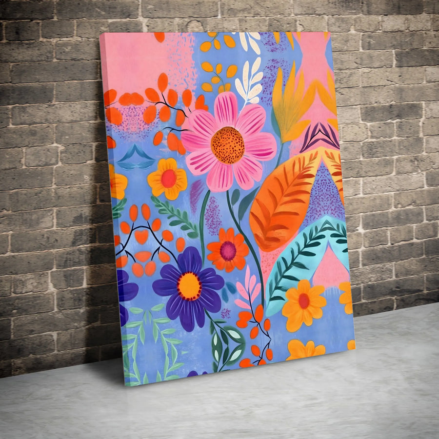 Vibrant Abstract Floral Canvas Print | Colorful Botanical Wall Art | 1.25-Inch Gallery Wrap | Modern Home Decor Gift