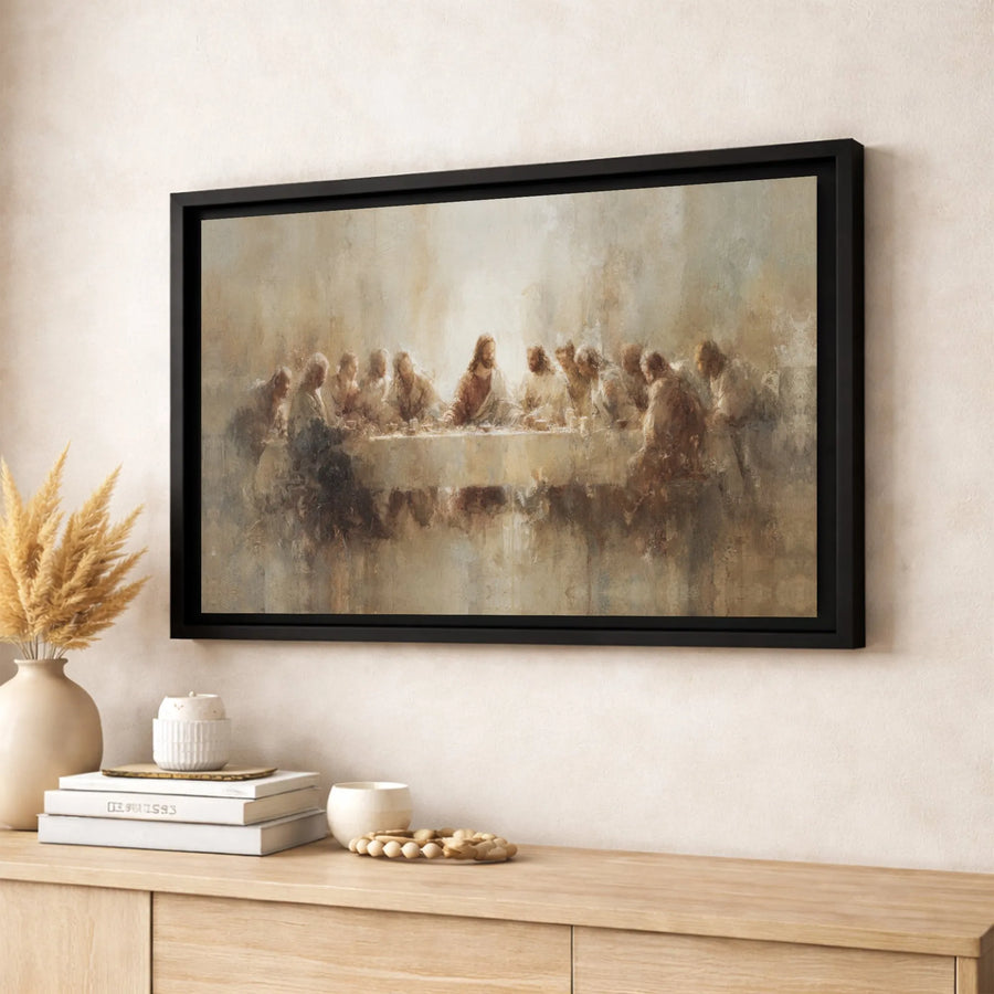 The Last Supper Canvas Wall Art | Impressionistic Jesus Christ Painting | Gallery Wrapped Premium Print | Religious Home Decor Gift