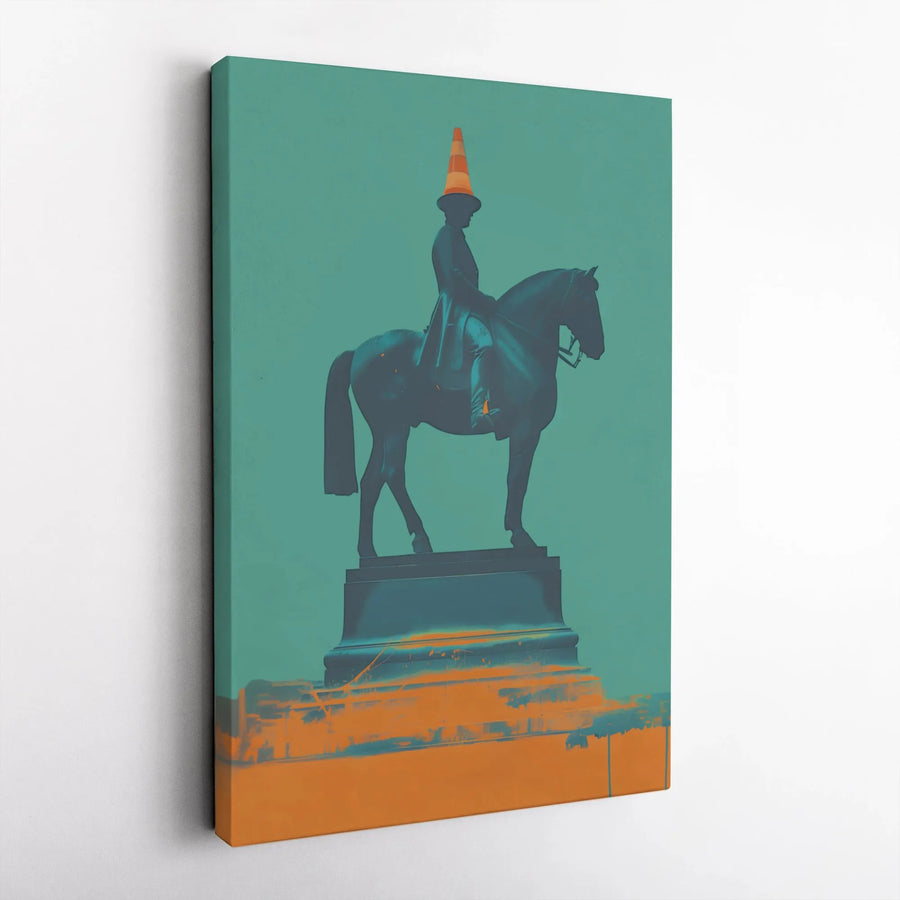 Glasgow Duke Of Wellington Canvas | Iconic Statue With Traffic Cone Art | Premium 1.25" Gallery Wrap | Unique Scotland Home Decor Gift