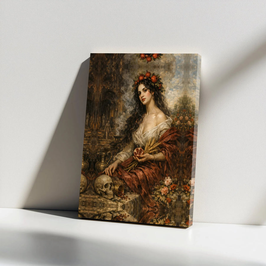 Persephone Canvas Wall Art | Greek Goddess of Underworld Print | Premium Gallery Wrapped Canvas | Dark Academia Collector's Home Decor