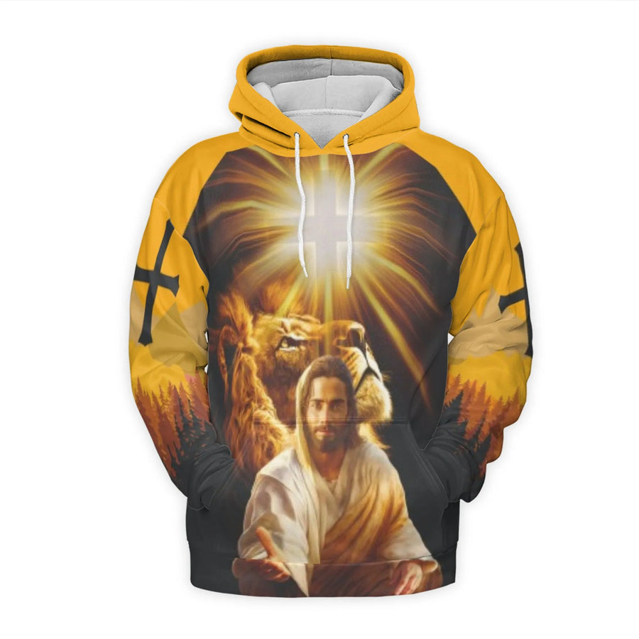 Jesus Lion of Judah 3D Hoodie | Religious Graphic Pullover | Premium Brushed Fleece Lining | Faith-Based Inspirational Christian Gift