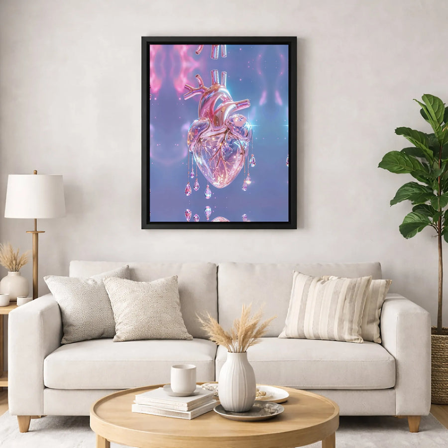 Surreal Crystal Heart Wall Art | Anatomical Gemstone Aesthetic Poster | Premium Fade-Resistant Canvas | Unique Gothic Home Decor Gift