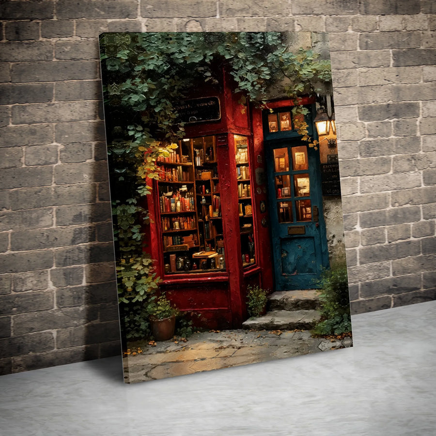 Vintage Bookstore Wall Art | Cozy Night Library Canvas Print | Premium Fade-Resistant Gallery Wrap | Perfect Book Lover Gift Home Decor