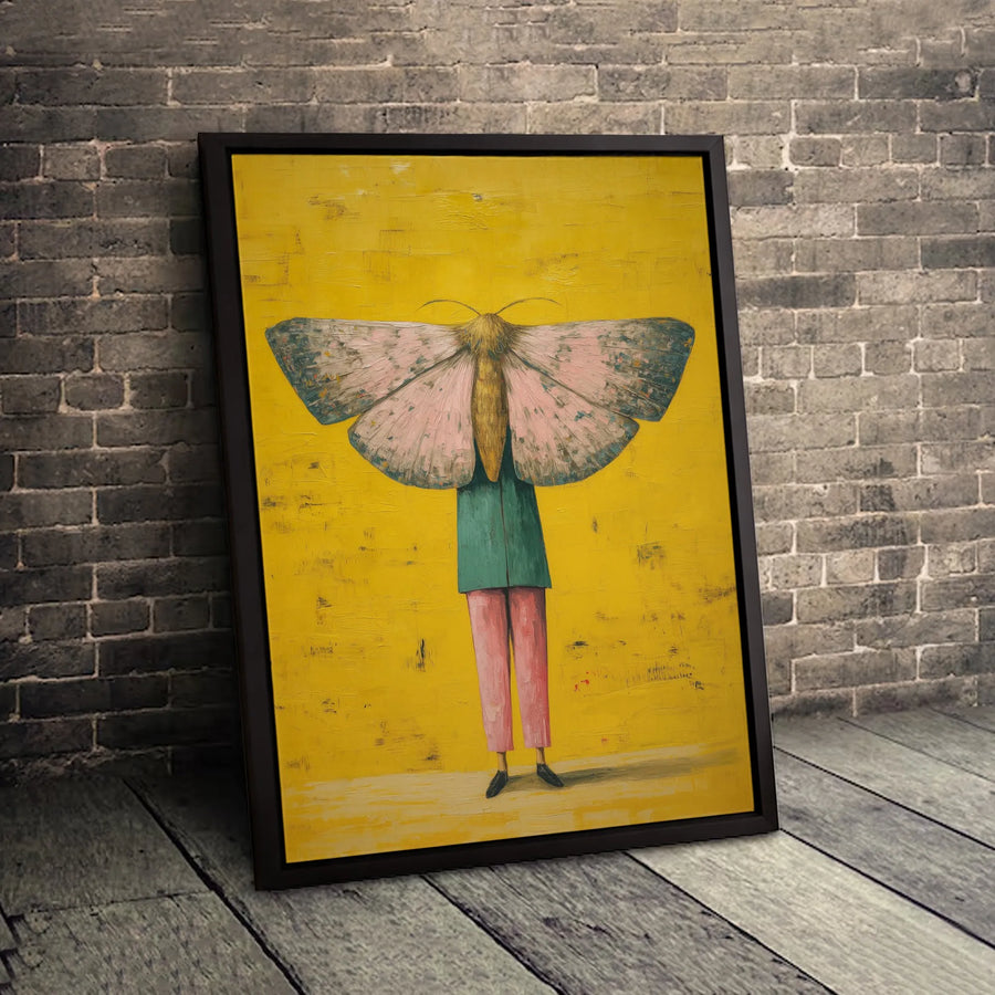 Surrealist Moth Wall Art | Anthropomorphic Insect Canvas Print | Gallery-Quality Fade-Resistant Decor | Unique Home & Office Gift