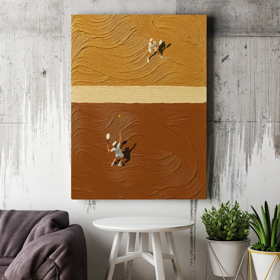 Tennis Court Wall Art | Abstract Aerial Sports Canvas | 1.25 Inch Gallery Wrap | Premium Decor for Tennis Players and Coaches