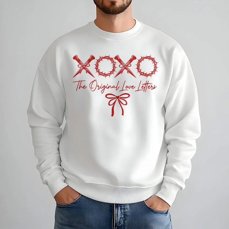 XOXO The Original Love Letters Sweatshirt | Christian Valentine Gift | Premium Cotton Blend | Religious Faith Valentine Crewneck for Men Women