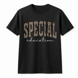 Special Education Teacher T-Shirt | Leopard Print Varsity Lettering | Premium Soft Cotton | Meaningful Gift for SPED Educator