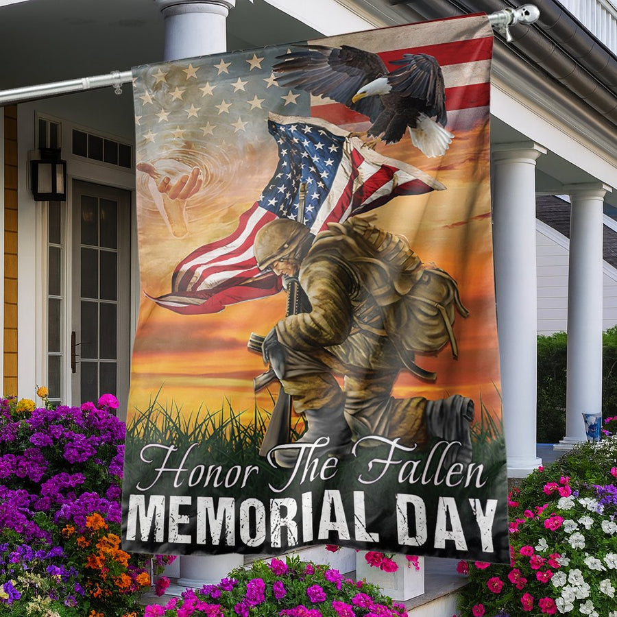 Memorial Day Garden Flag | American Soldier Honor The Fallen Art | Durable Weather-Resistant Polyester | Patriotic Military Gift For Veterans