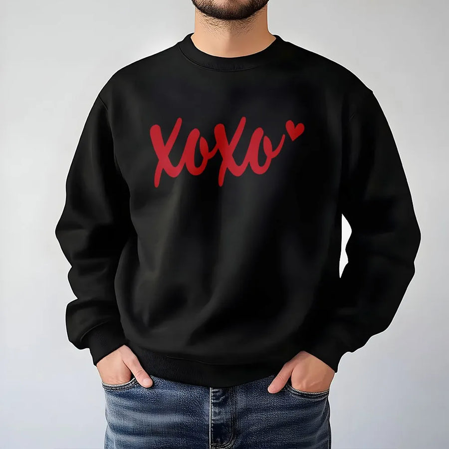 XOXO Sweatshirt | Minimalist Red Heart Valentine Design | Premium Soft Cotton Blend | Cute Gift For Her or Couples
