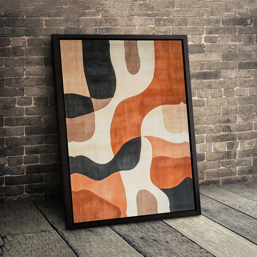 Abstract Organic Shapes Wall Art | Mid Century Modern Terracotta Print | Premium Gallery Canvas | Aesthetic Home Decor for Living Room