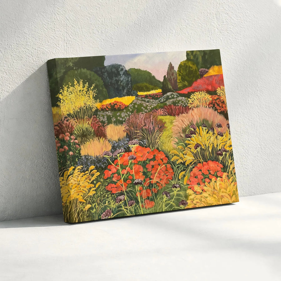 Flower Garden Canvas Wall Art | Vibrant Wildflower Meadow Painting Print | Premium Fade-Resistant Canvas | Living Room & Bedroom Decor Gift