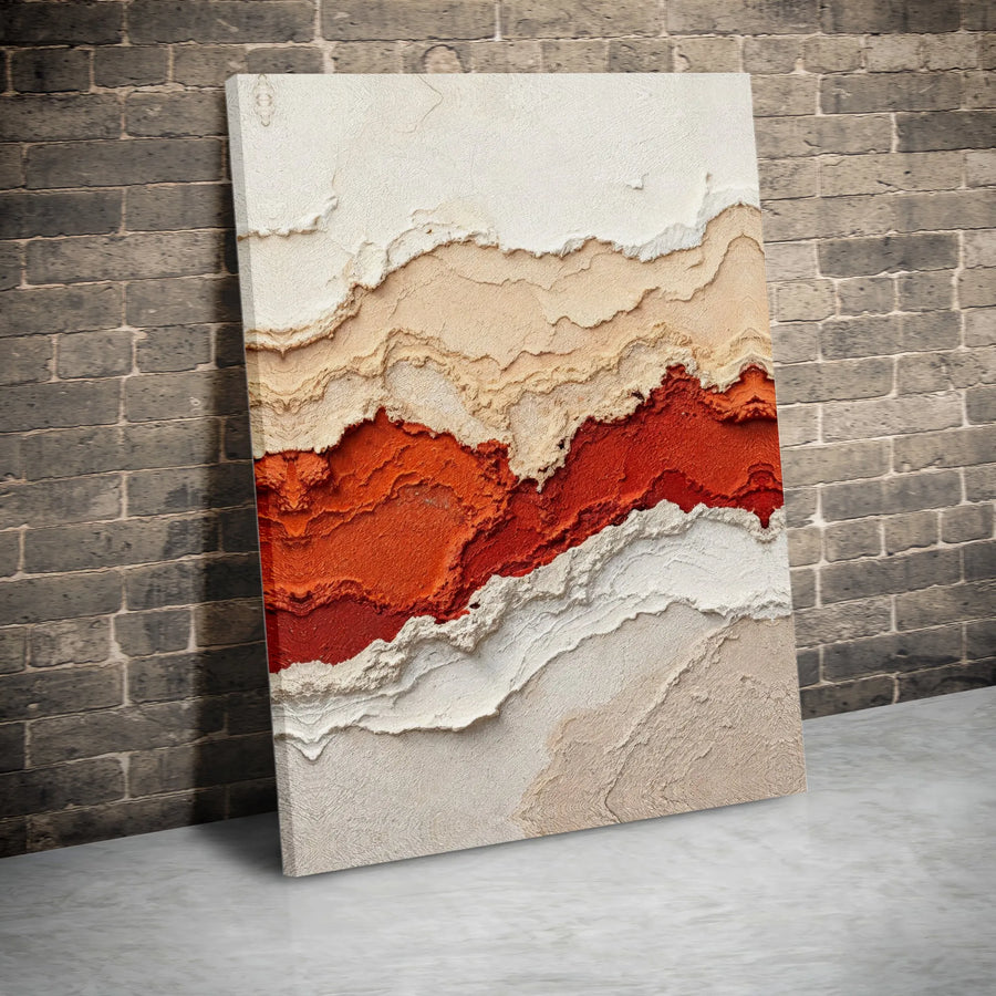 Abstract Earth Tone Canvas Print | Textured Red Rock Layered Wall Art | Premium Gallery-Wrapped Canvas | Modern Minimalist Home Decor Gift