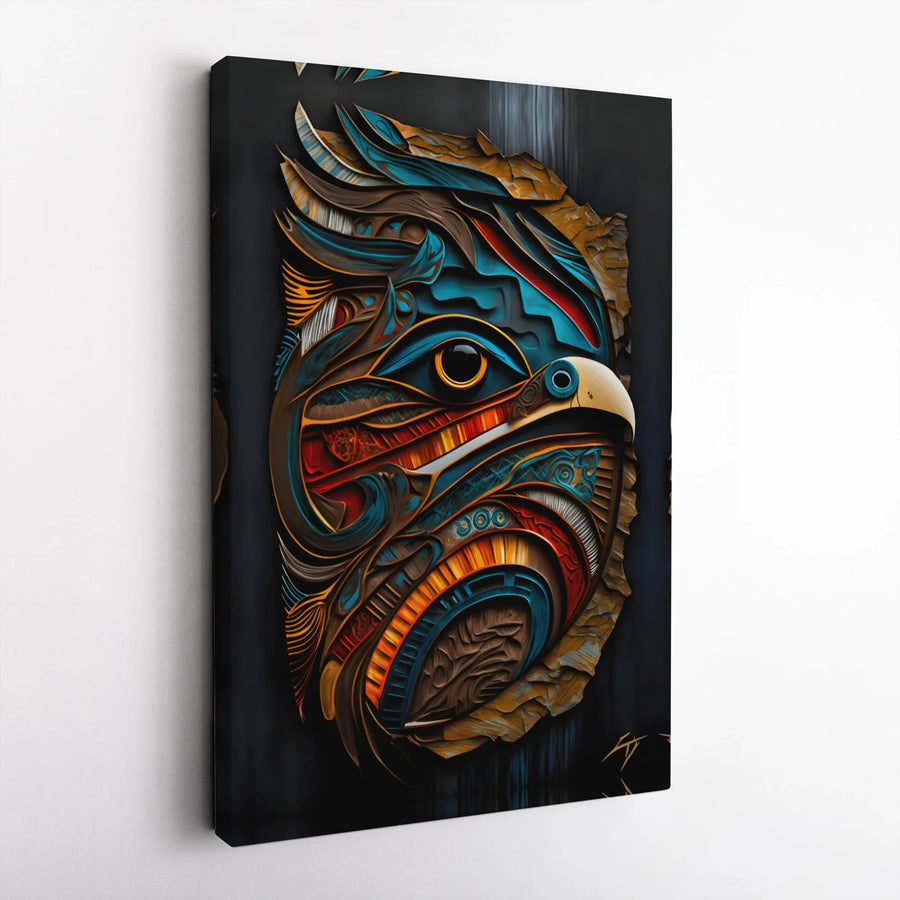 Abstract Eagle Canvas Wall Art | Vibrant Geometric Bird Portrait | Premium Gallery Wrapped Wood Frame | Modern Wildlife Home Decor Gift