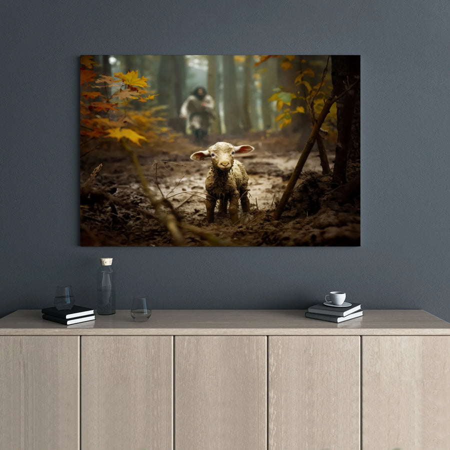 Good Shepherd Canvas Print | Jesus Finding The Lost Lamb | Religious Wall Art | Christian Home Decor Gift