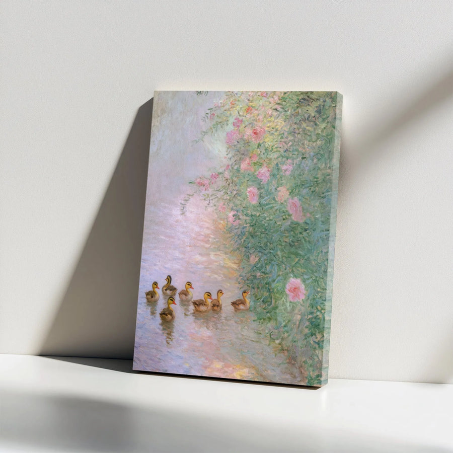 Impressionist Duckling Canvas Print | Vintage Monet Style Painting Reproduction | Premium Gallery Wrapped Canvas | Collector's Gift for Classic Art Lover