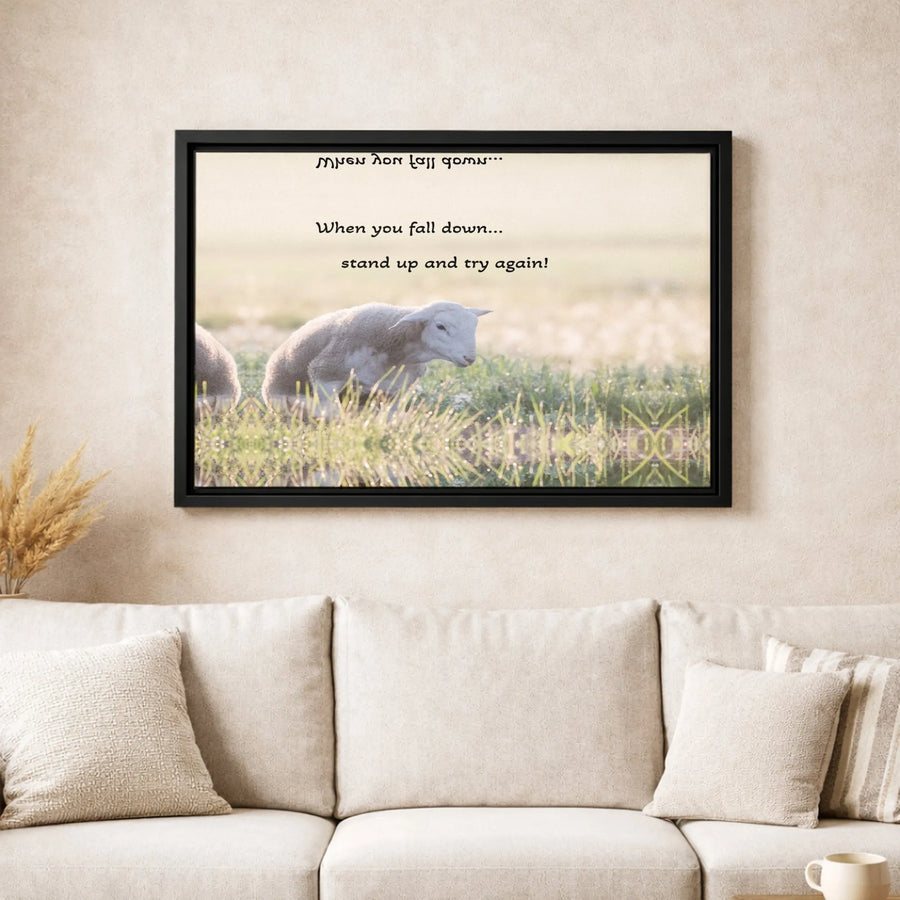 Lamb Wall Art Canvas | Motivational Quote Print | Premium 1.25" Framed Decor | Nursery and Office Gift