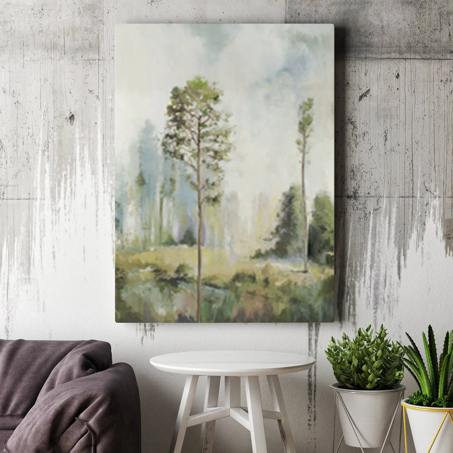 Impressionist Landscape Canvas Art | Misty Forest & Pine Tree Print | Premium Gallery Wrapped Canvas | Modern Farmhouse Home Decor Gift
