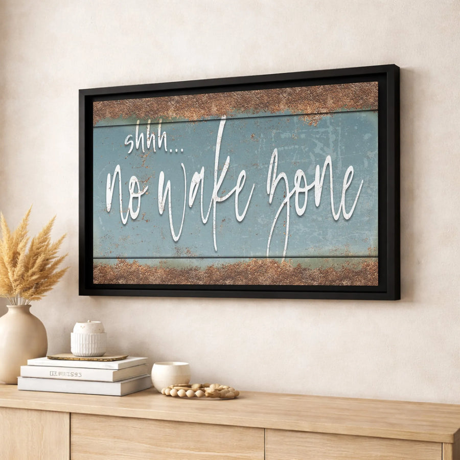 No Wake Zone Wall Art | Shhh Rustic Nautical Canvas Decor | Fade-Resistant 1.25-inch Profile | Lake House & Beach Home Gift