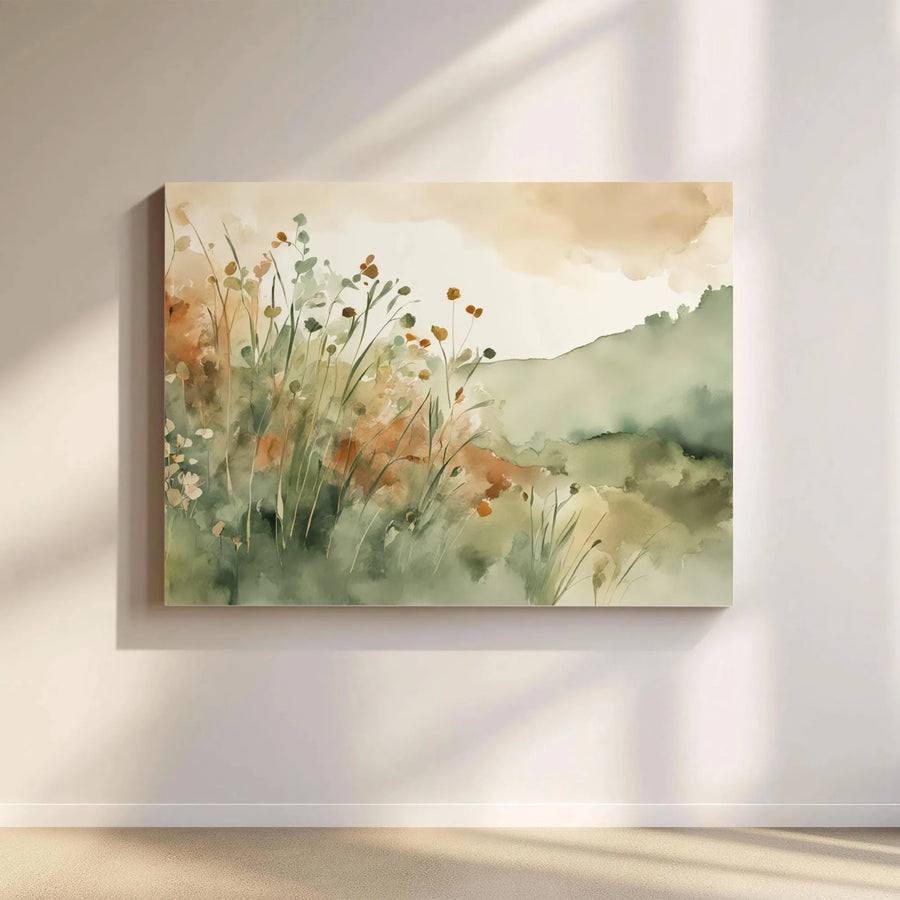 Watercolor Wildflower Canvas Wall Art | Abstract Botanical Meadow Painting | Premium Gallery Quality Print | Modern Farmhouse Wall Decor Gift
