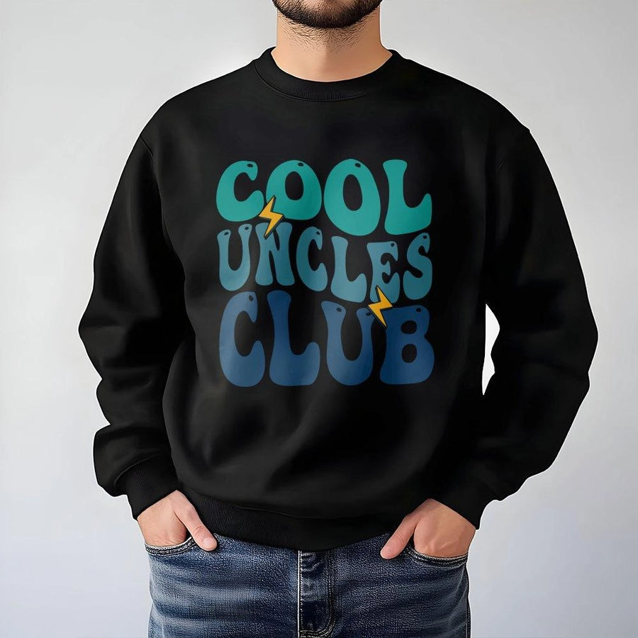 Cool Uncles Club Sweatshirt | Retro Typography Graphic Design | Premium Cotton Blend | Funny Gift for Uncle, New Uncle, Birthday Present