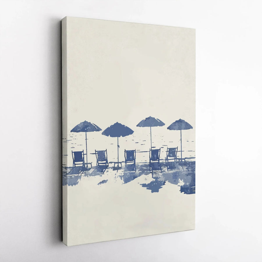 Beach Umbrella Canvas Wall Art | Coastal Watercolor Painting | Premium Fade-Resistant Gallery Print | Serene Summer Home Decor Gift