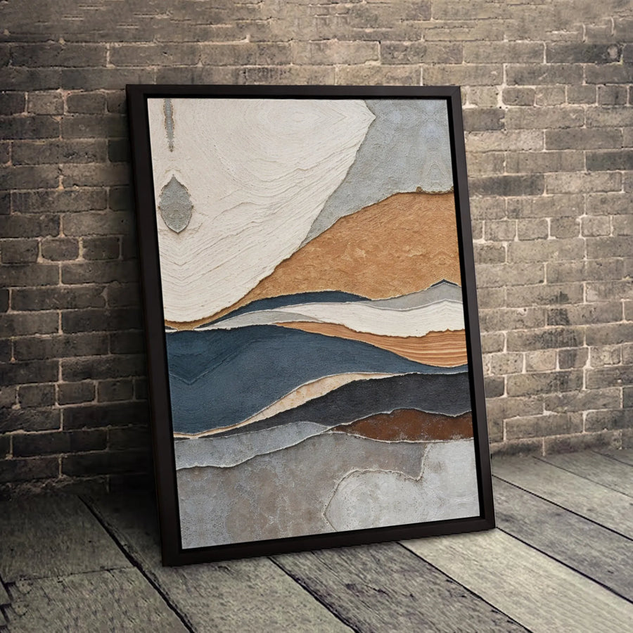 Abstract Layered Landscape Canvas Wall Art | Earth Tone Textured Modern Print | 1.25 Inch Gallery Wrap | Premium Decor for Living Room Office
