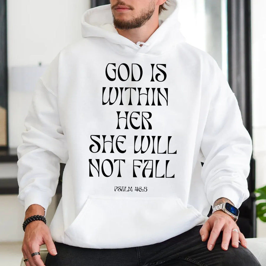God Is Within Her Hoodie | Psalm 46:5 Aesthetic Christian Gift | Premium Soft Cotton Blend | Faith-Based Religious Apparel For Women