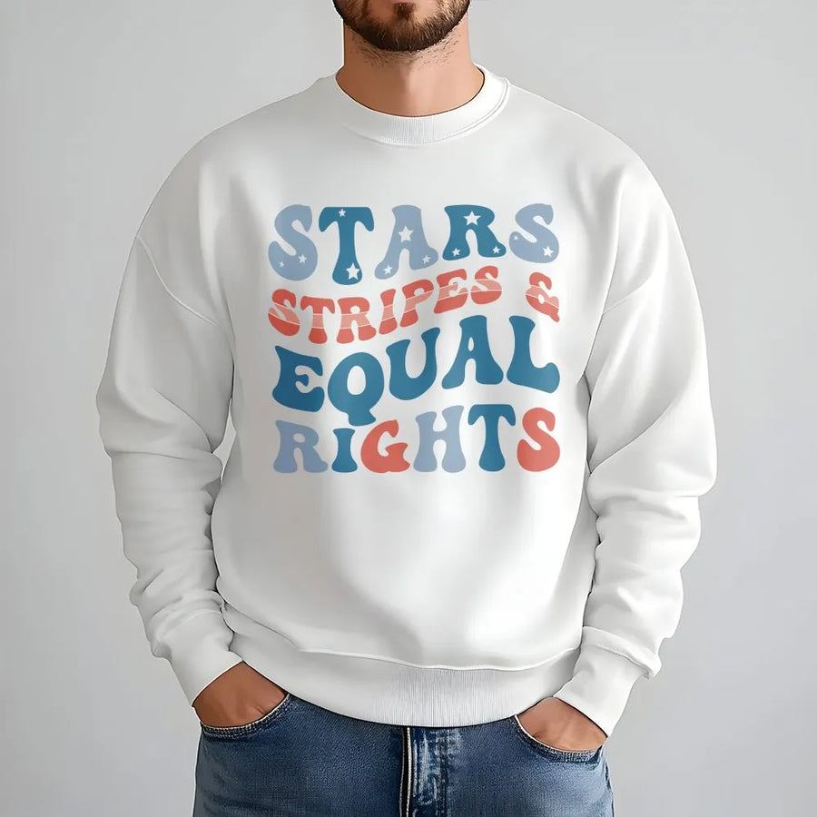 Stars Stripes and Equal Rights Shirt | Retro 4th of July Feminist Tee | Soft Breathable Cotton | Gift for Liberal American Activist