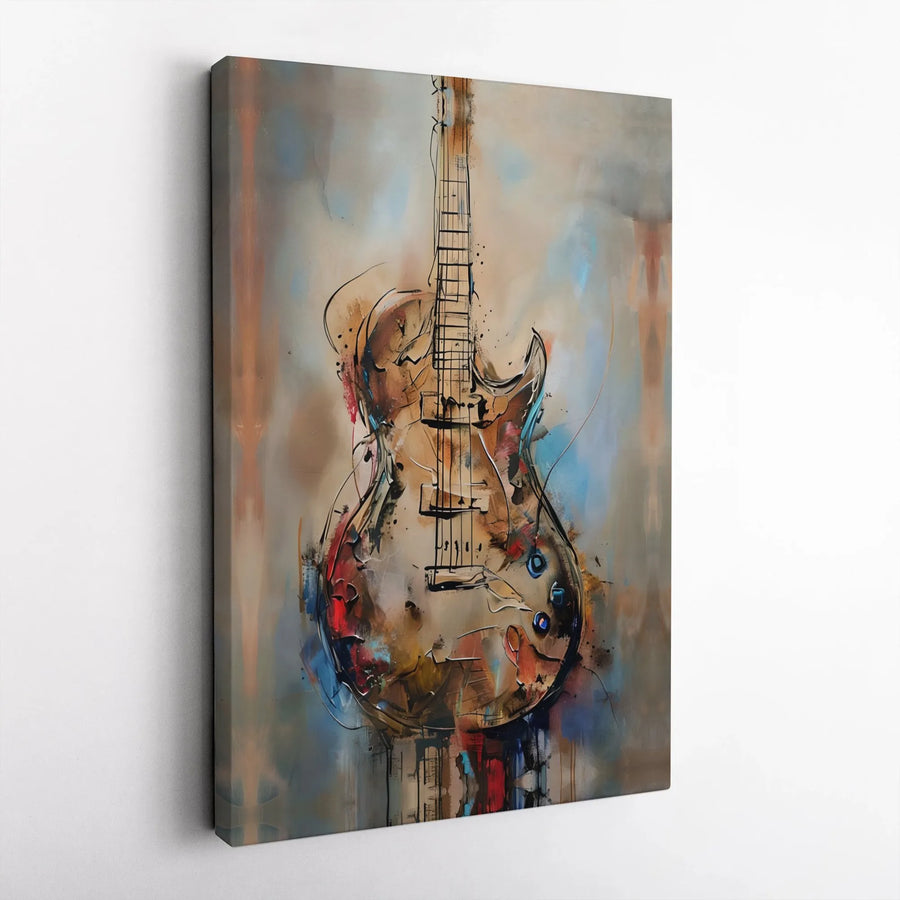Abstract Electric Guitar Canvas Wall Art | Modern Music Instrument Sketch Print | Gallery-Quality 1.25 Inch Profile | Gift for Musicians and Music Lovers
