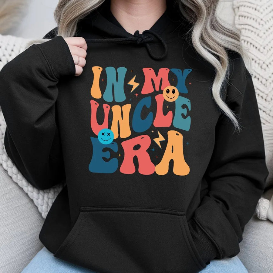 In My Uncle Era Hoodie | Funny Retro Groovy Graphic Tee | Soft Cotton Shirt | Best Uncle Birthday Gift for Men