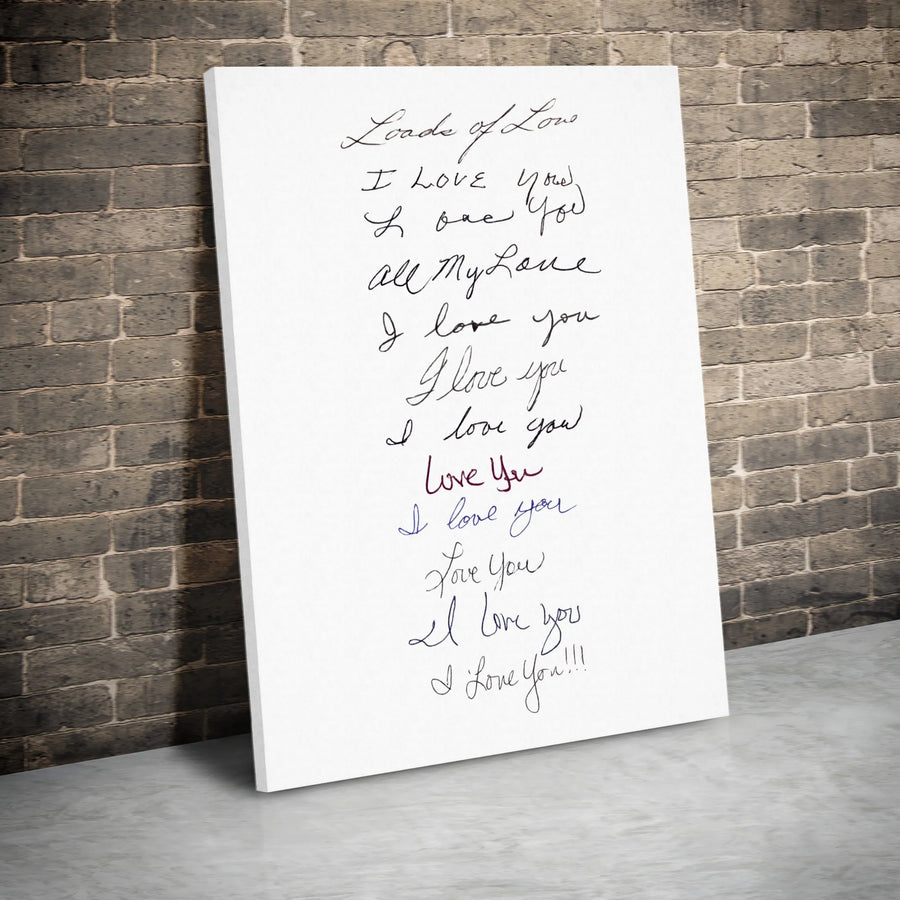 I Love You Canvas Wall Art | Minimalist Handwritten Script | Premium Gallery Wrapped Canvas | Romantic Anniversary Gift for Her Him