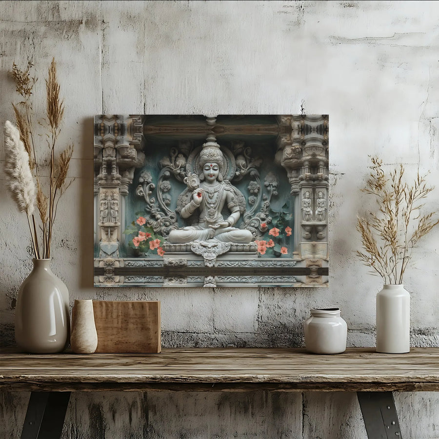 Hindu Goddess Canvas Wall Art | Intricate Temple Sculpture Print | Premium 1.25" Thick Canvas | Spiritual Decor Gift for Meditation Room