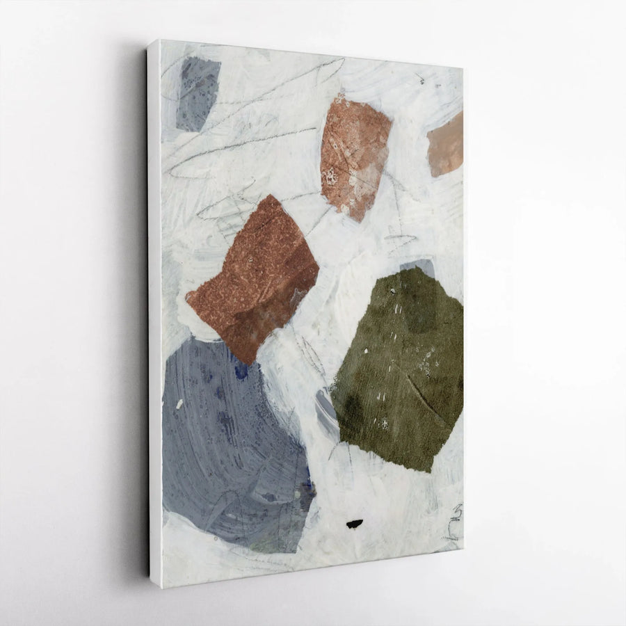 Abstract Collage Vertical Canvas | Minimalist Earth Tone Wall Art | Premium Gallery Wrapped Print | Contemporary Living Room Office Decor Gift