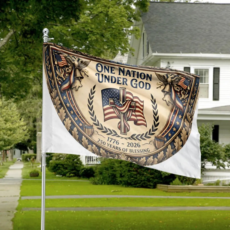 USA 250th Anniversary House Flag | One Nation Under God Vintage Seal | Double Sided Premium Polyester | Commemorative Patriotic Gift