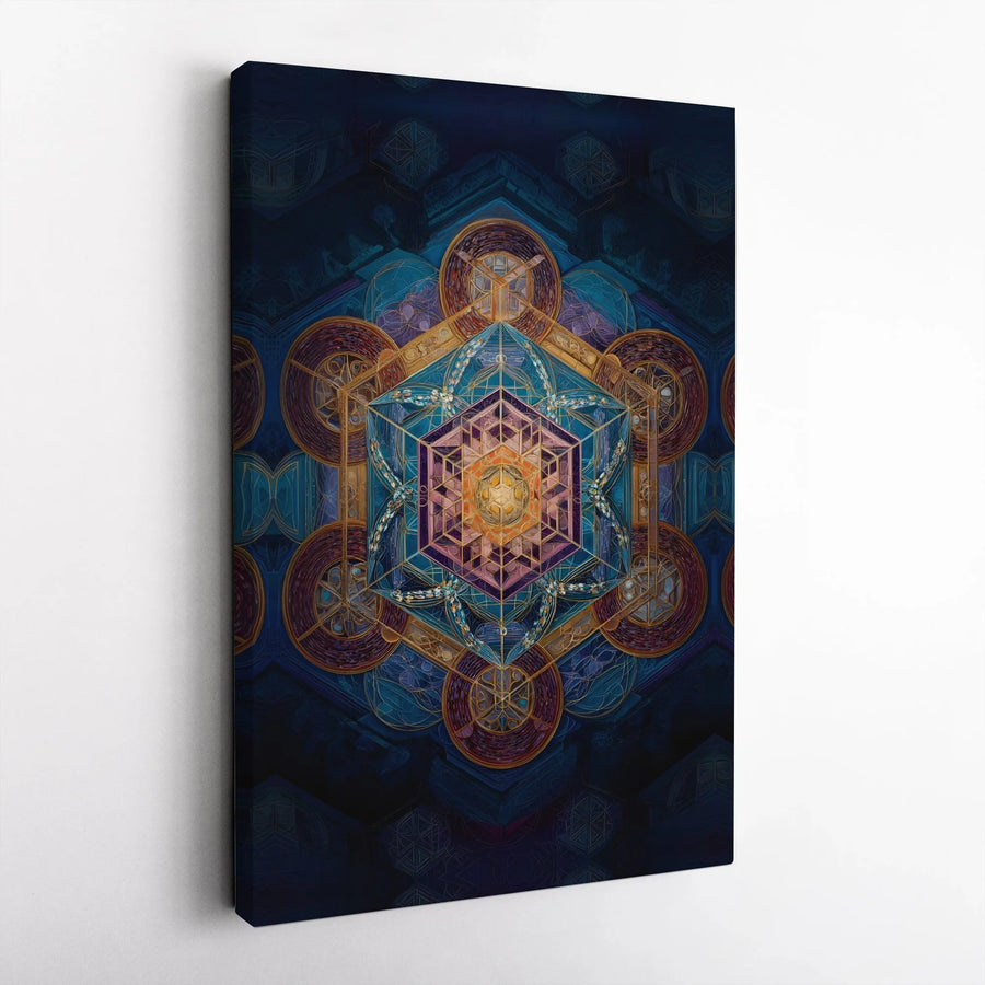 Metatron's Cube Canvas Wall Art | Vibrant Sacred Geometry Print | Premium Thick Gallery Wrap | Spiritual Gift for Meditation Room Decor