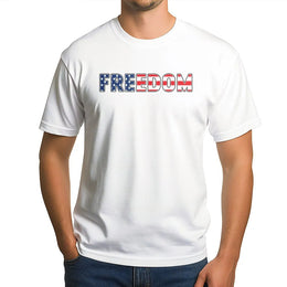 Freedom T-Shirt | American Flag Patriotic Text Design | Soft Unisex Crewneck | Gift for Patriot 4th of July Apparel