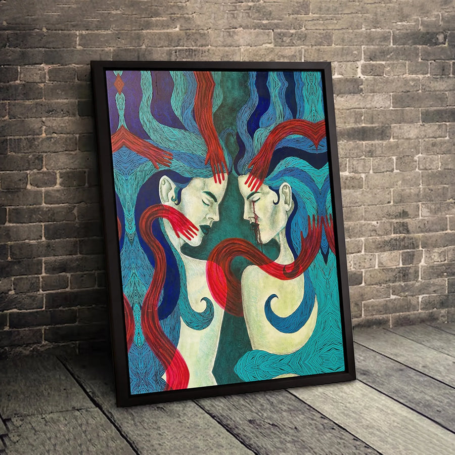 Surreal Expressionist Canvas Print | Moody Abstract Women Art | 1.25-Inch Premium Gallery Profile | Statement Wall Decor for Modern Home