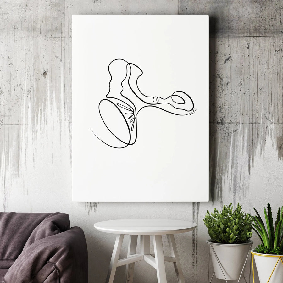 Anatomical Inner Ear Canvas Art | Minimalist One Line Drawing | Premium Gallery-Wrapped Print | Medical Office Decor & ENT Gift