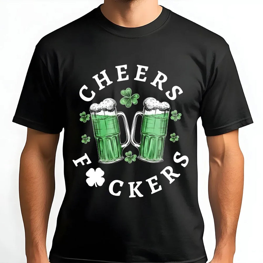 St Patrick Day Beer T-Shirt | Funny Cheers Shamrock Graphic | Premium Cotton Unisex Tee | Drinking Party Gift for Men and Women