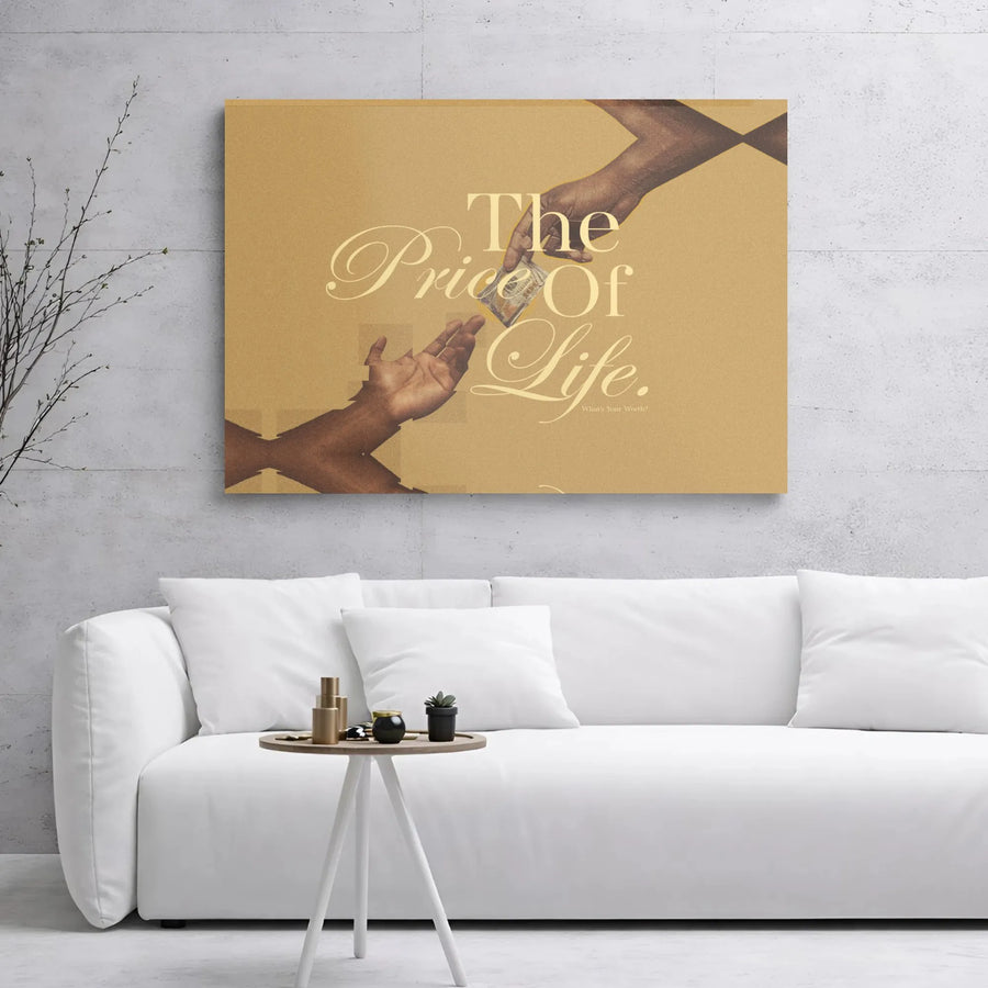 The Price Of Life Canvas Wall Art | Motivational Money Exchange Quote | Premium Gallery Wrapped Decor | Modern Office & Home Aesthetic Gift