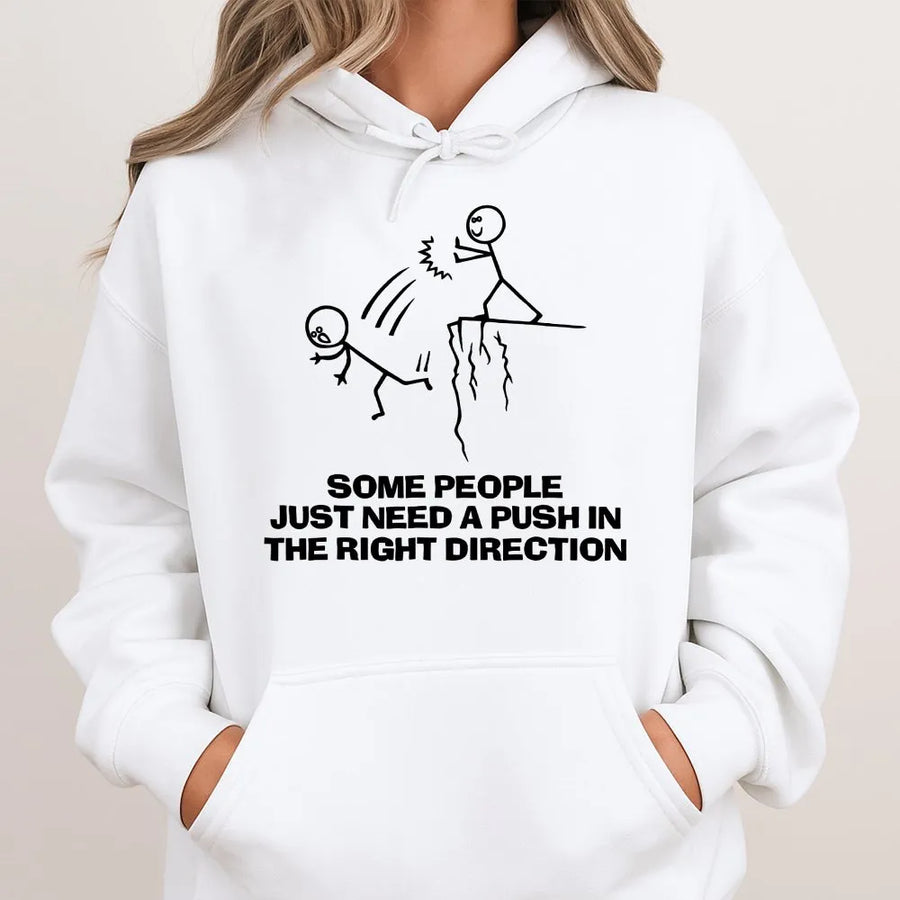 Sarcastic Stick Figure Hoodie | Funny Push Off a Cliff Graphic Tee | Soft Cotton Dark Humor Shirt | Edgy Gag Gift for Adults