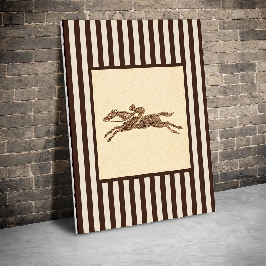Horse Racing Jockey Canvas Art | Vintage Equestrian Striped Print | Premium Gallery-Wrapped Wall Decor | Gift for Horse Lovers