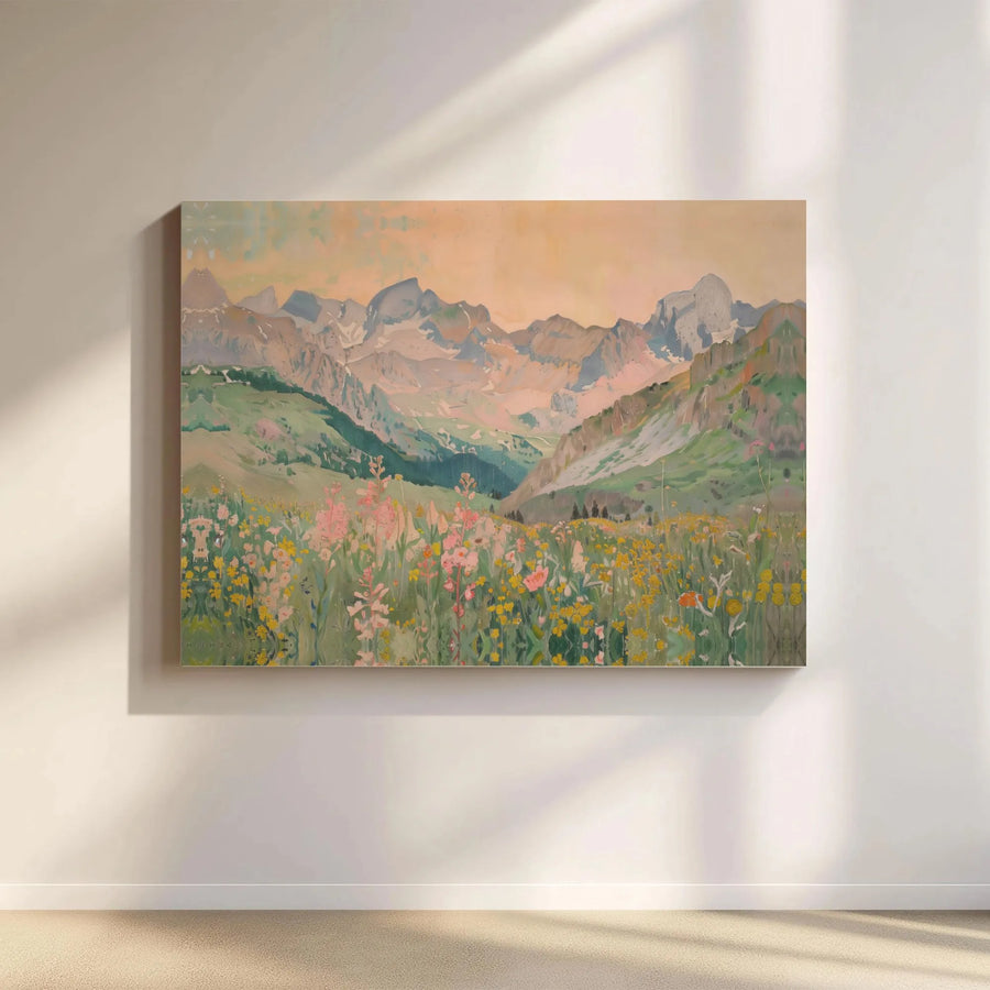 Mountain Landscape Wall Art | Impressionist Wildflower Meadow Canvas | Premium Fade-Resistant Print | Gallery Quality Home Decor