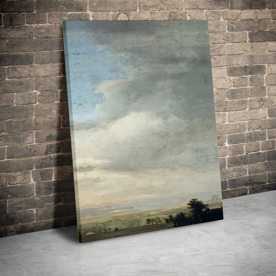 Vintage Cloudscape Canvas Print | Moody Landscape Oil Painting Reproduction | Premium Gallery Wrapped Canvas | Dark Academia Wall Art Gift
